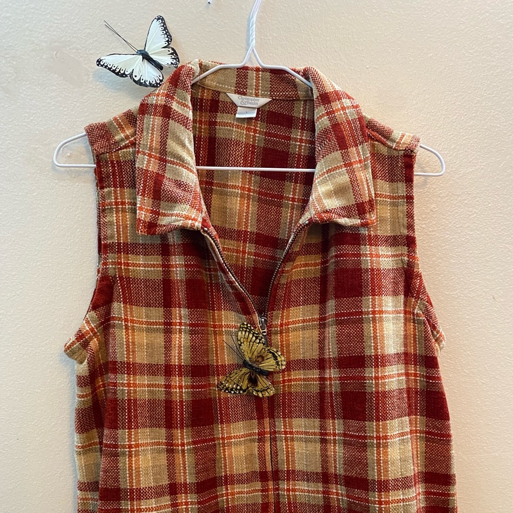 Plaid Zip Up Vest